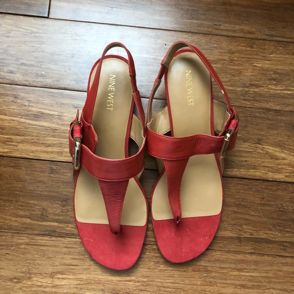 Nine West Red Leather Sandals - Picture 2 of 4